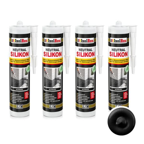 IsolBau Neutral Silikone Sort Neutralsilikone 4 x 300ml