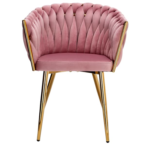 Sammetsfåtölj, flätad, COFTON guld, SAMMETSrosa