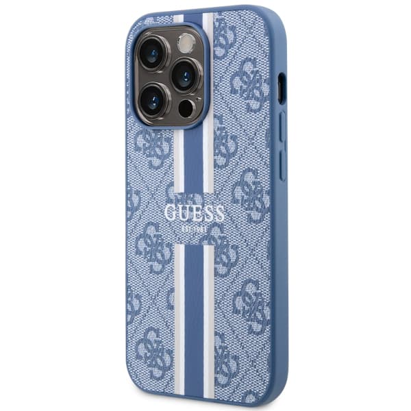 Guess 4G Printed Stripes MagSafe-etui til iPhone 14 Pro, blå