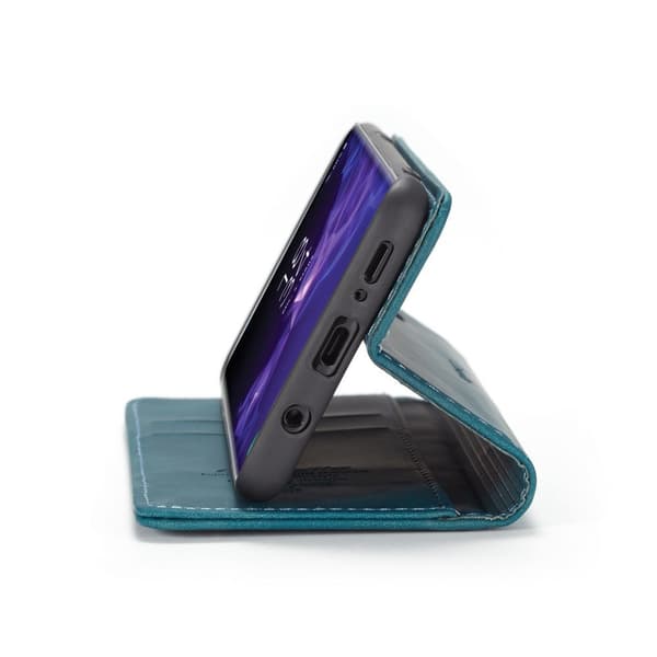 CASEME Etui til Samsung Galaxy S9 Plus, Læderpung, Blå