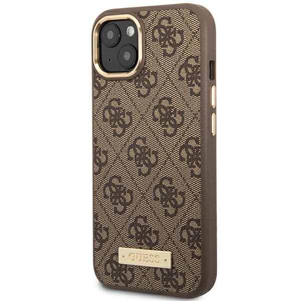 Guess 4G Logo Plate MagSafe-etui til iPhone 14 Plus, brun