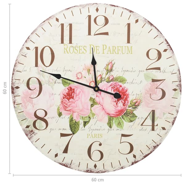 vidaXL Vintage blommig väggklocka 60 cm