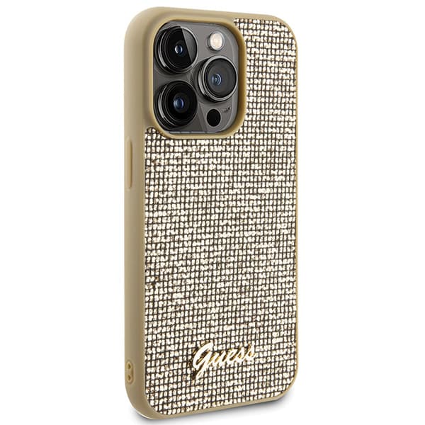 Guess Disco Metal Script-skal till iPhone 15 Pro, guld