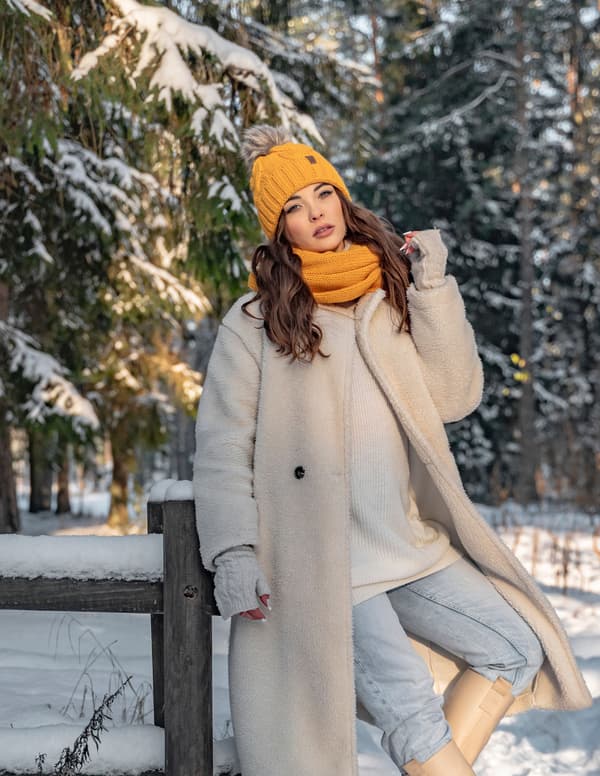 Vivisence 7014kmpl ecru uniset mössa + halsduk