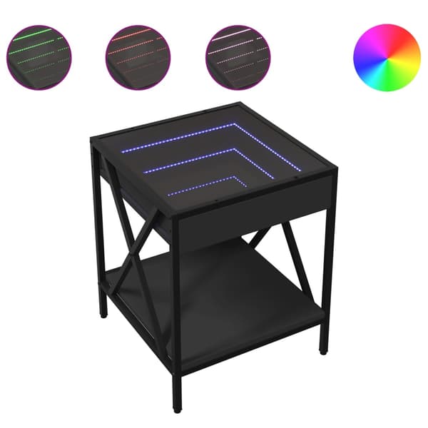 vidaXL Infinity LED sofabord sort 40x40x49 cm