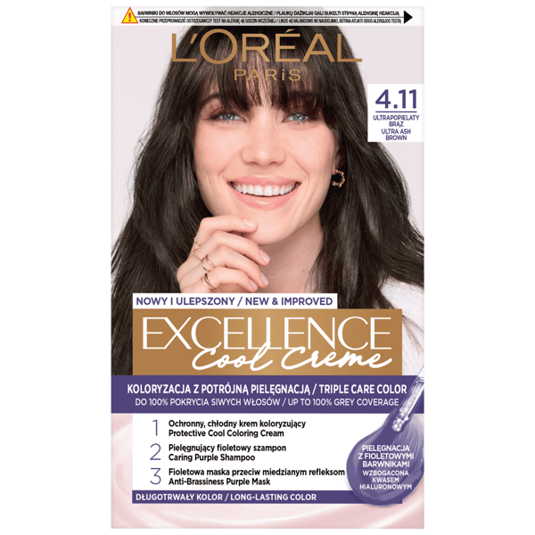 Loreal Excellence Cool Creme hårfarve - 4.11 Ultra Ash Brown 192ml