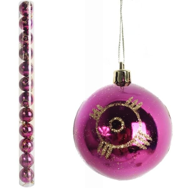 Set med 12 plastbollar 6 cm rosa
