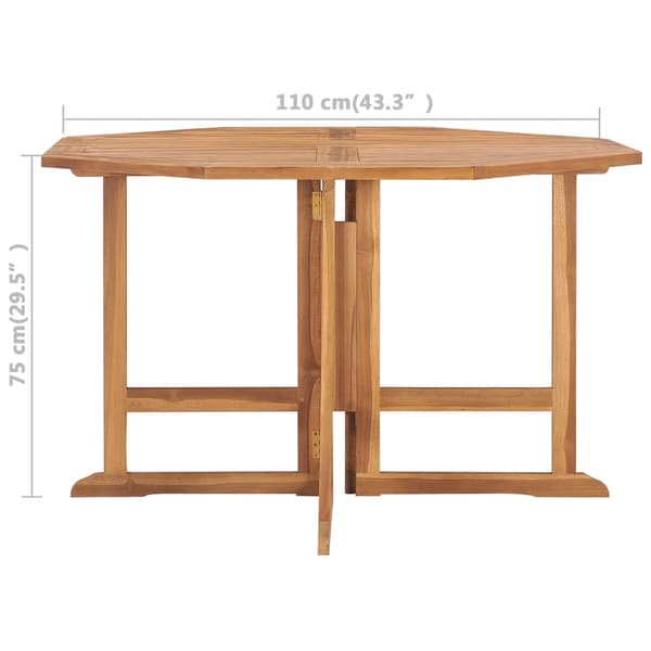 vidaXL foldbart havebord 110x110x75 cm massivt teaktræ