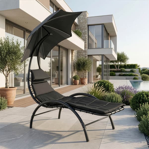 CARPA Sort haveliggestol med parasol