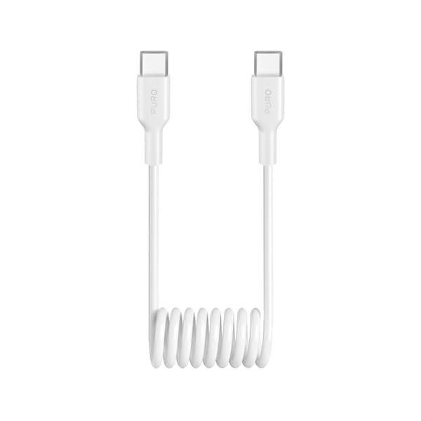 USB-C 25W 1m spiralkabel - hvid