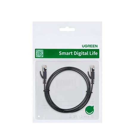 Platt LAN-patchkabel RJ45 Ethernet Cat. 6 10m svart