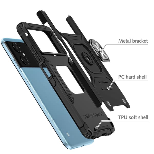 Pansret cover til Samsung Galaxy A03 magnetisk holder Ring Armor sort