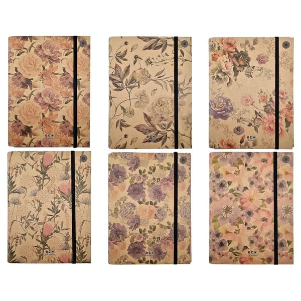 Misty Flowers MIX A4 klapmappe med elastik