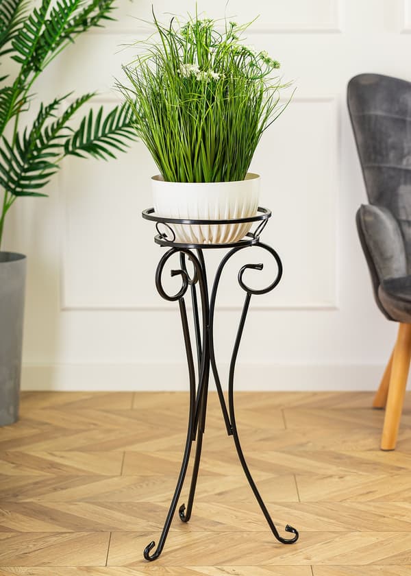 Metal blomsterstander til én potte, SORT