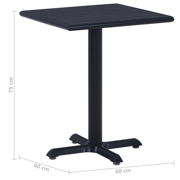 vidaXL havebord, sort, 60x60x75 cm