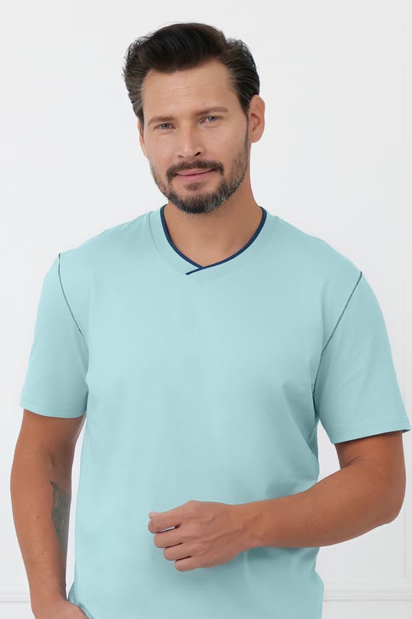 Herrpyjamas med kort ärm, långbyxor Devon XXL