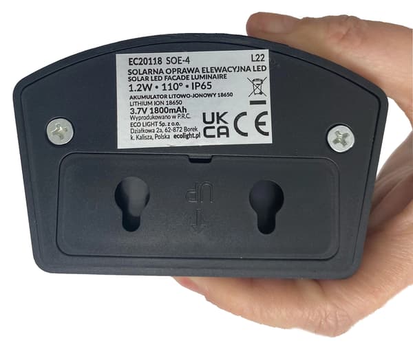EcoLight solcellsdriven LED-fasadbelysning 4000K neutral rörelsesensor