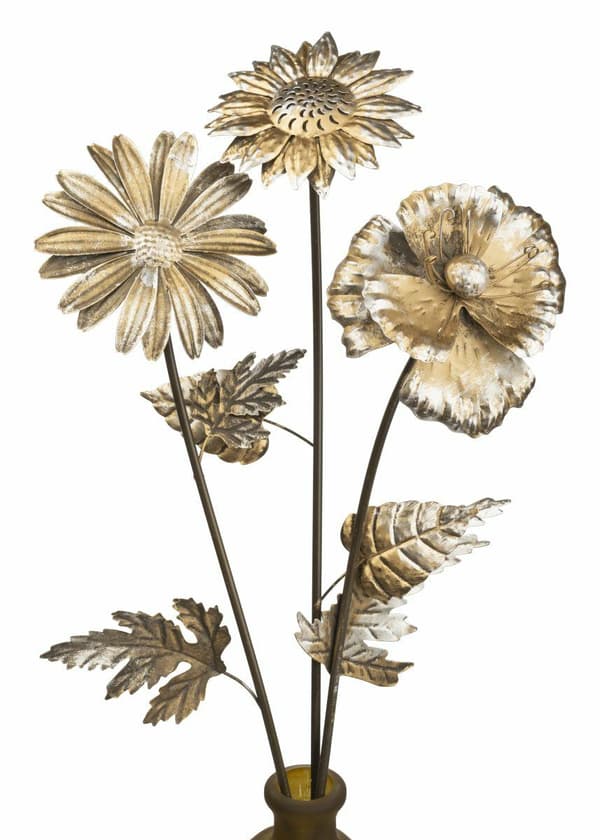 Dekorative metalblomster, sæt med 3