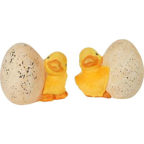 Keramisk påskfigur anka med ägg gul