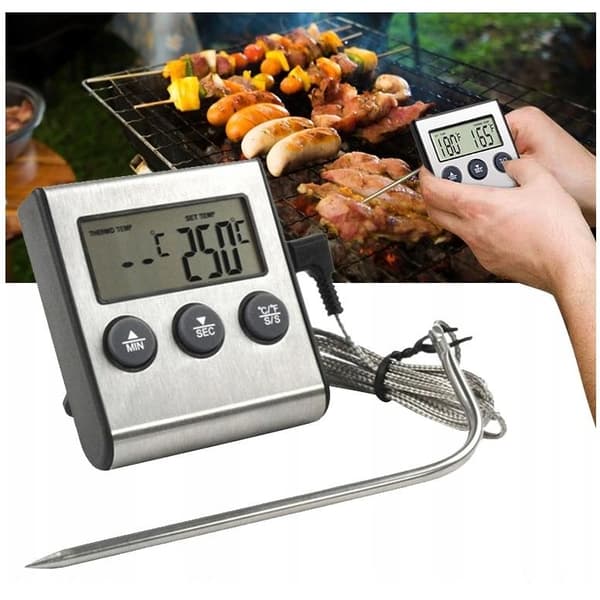 Elektronisk LCD digital bakningskökstermometer med prob och timer