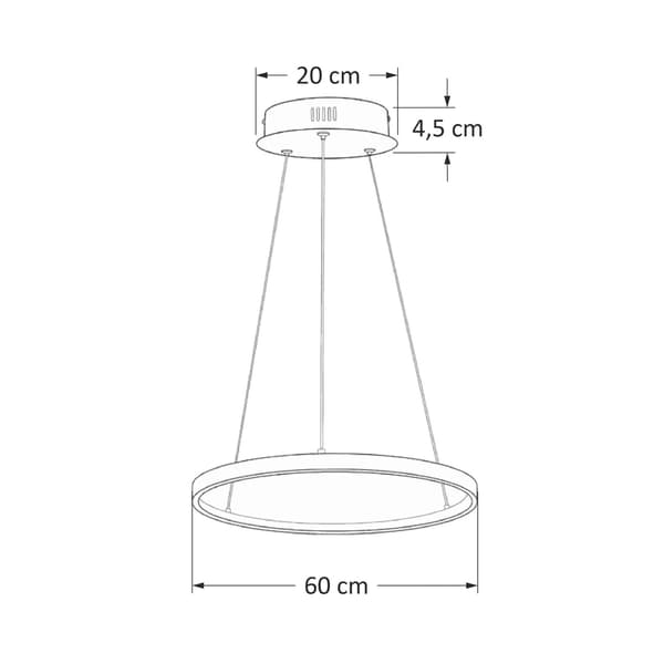 WiFi Tuya 60cm LED Rund Lampe Sort Hængende Ring Cirkel