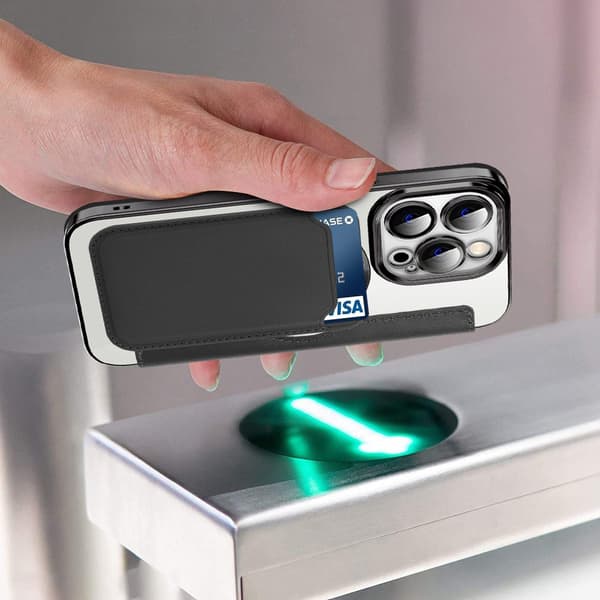 iPhone 14 Pro Flip-etui, RFID-pung MagSafe med kamerabeskyttelse, sort