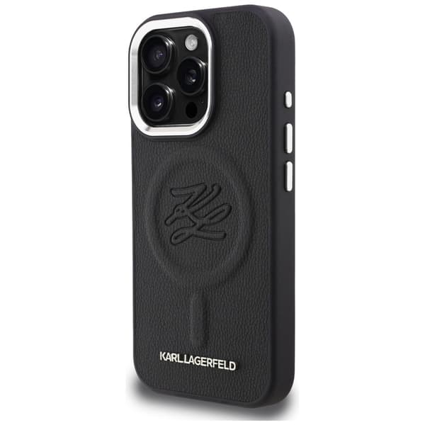 Karl Lagerfeld Initial & Metal Logo MagSafe-etui til iPhone 16 Pro, sort