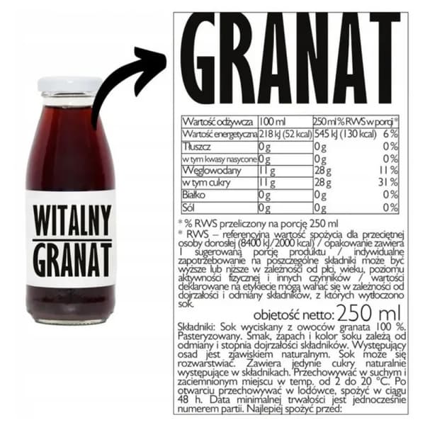 Sadvit Vital Granatäpplejuice 100% - 250 ml