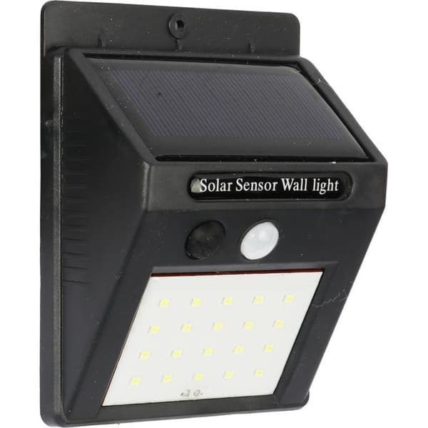 Solcellsdriven LED-lampa med rörelse- och skymningssensor, solcellsdriven, kallvit utomhusbelysning för panelmontering