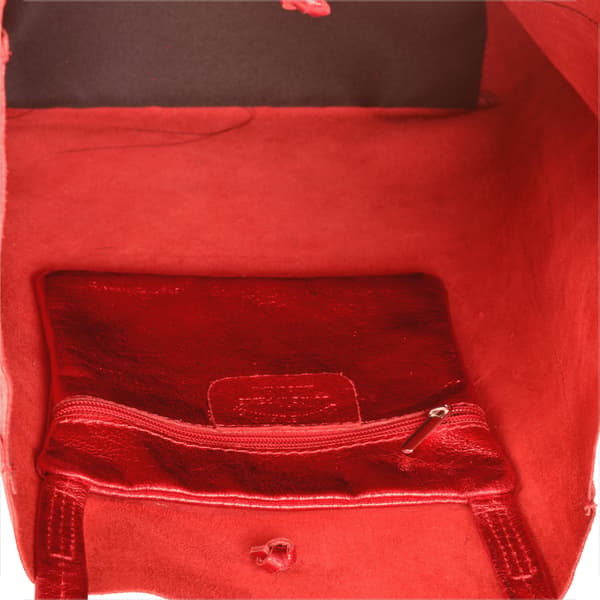 Let læder shopper taske, rød metallic