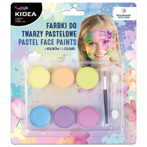 KIDEA pastellikasvomaalit, 6 väriä