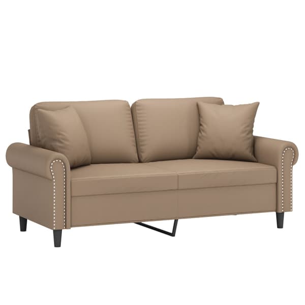vidaXL 2-sitssoffa med kuddar, cappuccino, 140 cm, konstläder