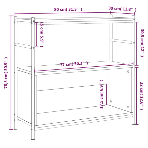 vidaXL bogreol, sort, 80x30x78,5 cm