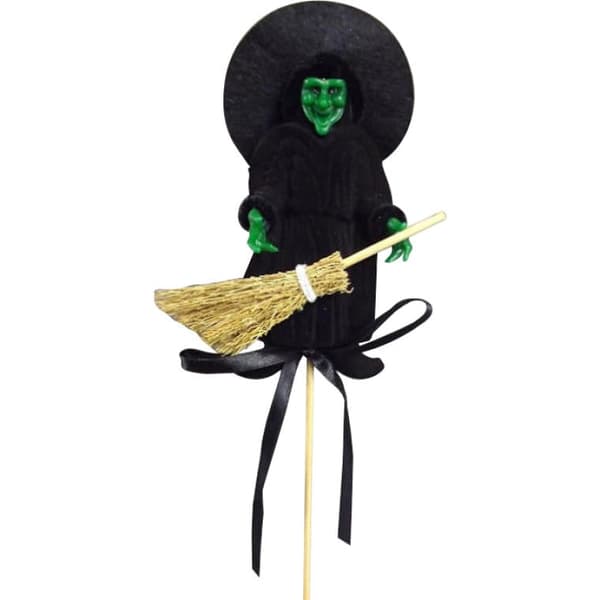Heks på kosteskaft figur - Sort, 28x10cm