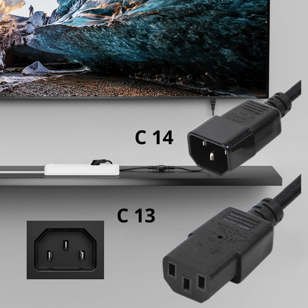 3m C13-C14 strømforlængerkabel, sort, til pc-strømkabel
