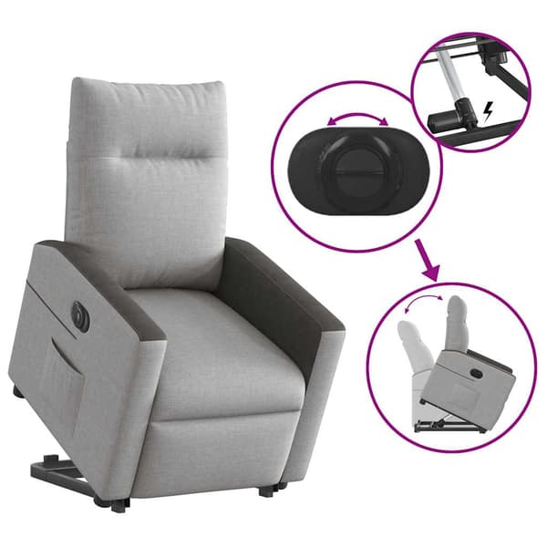 vidaXL Elektrisk lyftande massagefåtölj, vilstol, grå