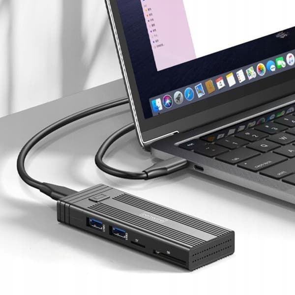 Zenwire USB-C 7-i-1 SSD-husbefæstelse M.2 NVME PCIE SATA SD-adapter
