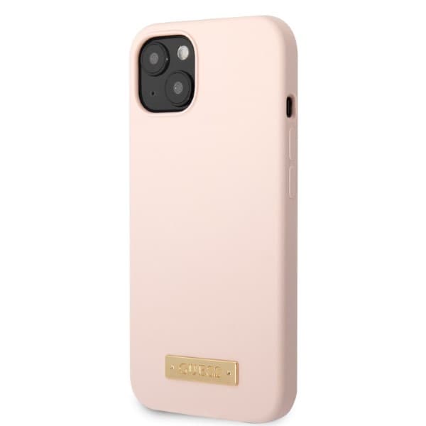 Guess Silikone Logo Plade MagSafe-etui til iPhone 13 mini, pink