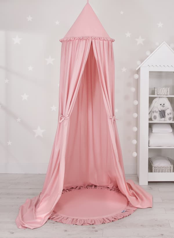 Legemåtte med flæser - støvet pink