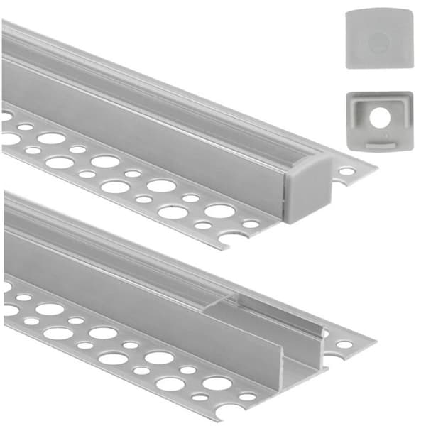 LED-stribeprofil til overflademontering til pap/gipsplader, transparent afdækning 1m