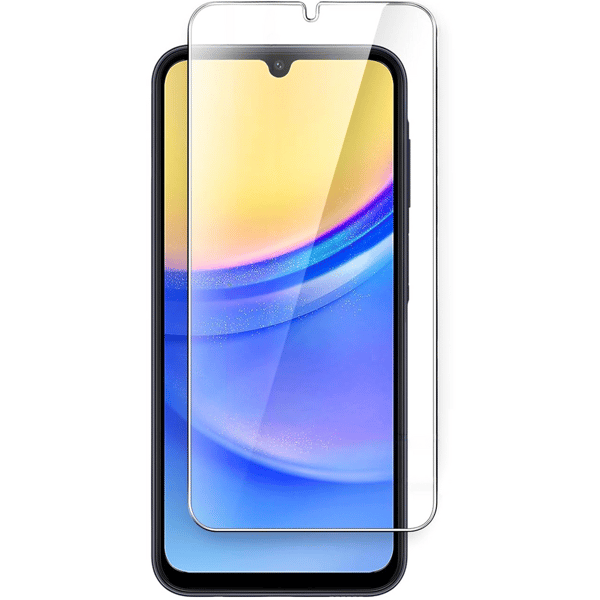 Etui til Samsung Galaxy A15, Glitter Flower, blå + glas