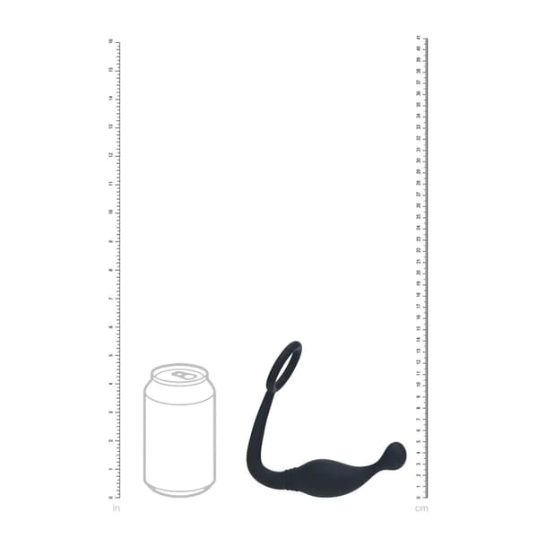 Silikonpenisring med prostatastimulator - L - Svart