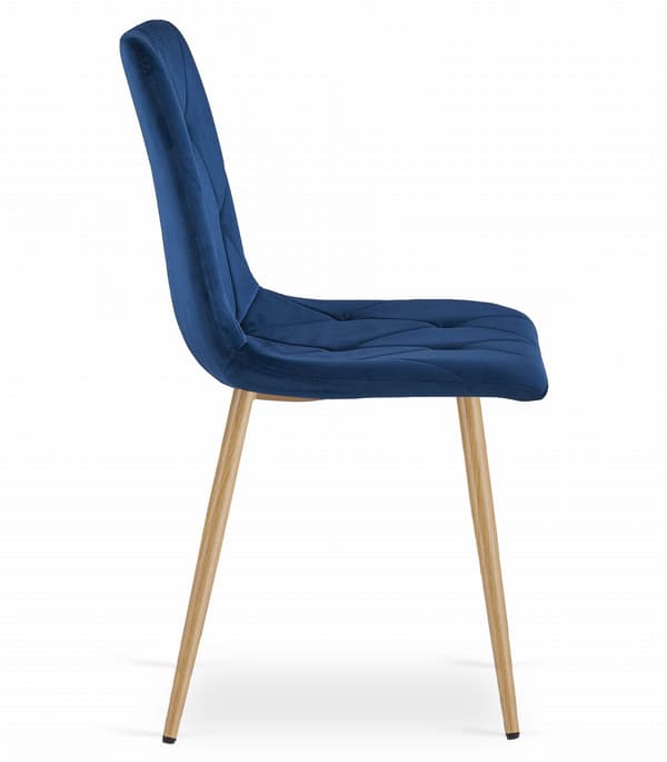 LIBRA stol - marineblå fløjl / træfarvede ben x 4