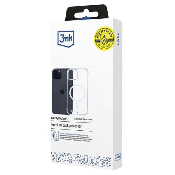 3MK Just20g MagCase iPhone 15 Plus -puhelimelle, läpinäkyvä
