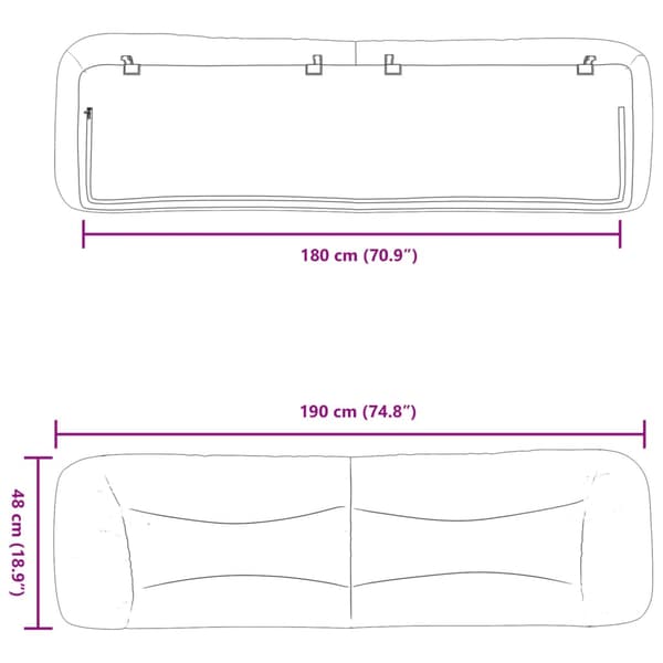 vidaXL hovedgærdehynde, sort, 180 cm, stof