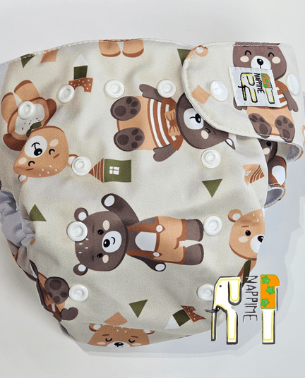 NappiMe MINI TASKULLINEN BAMBU KARHU VIHREÄ Pestävät vaipat