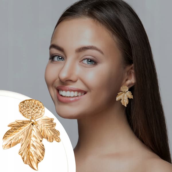Elegante øreringe med bladguld ST146