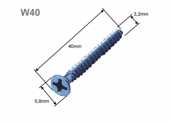 Skrue til el-installationsdåser, længde 40 mm, æske med 50 stk.
