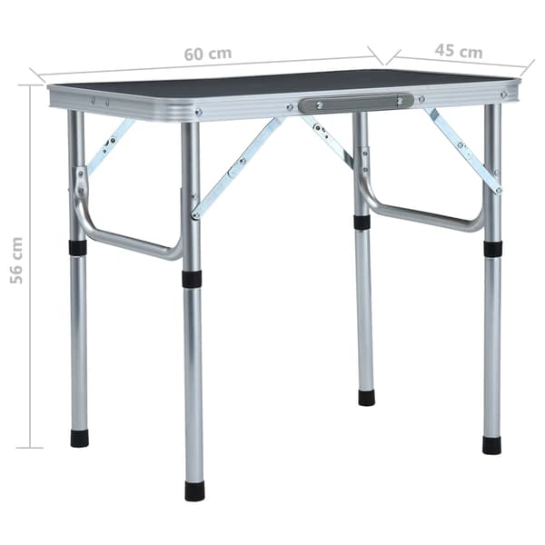vidaXL foldbart campingbord grå aluminium 60x45 cm