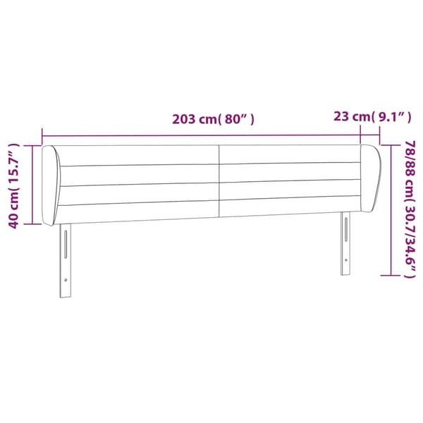 vidaXL Vingad nackstöd rosa 203x23x78/88 cm sammet